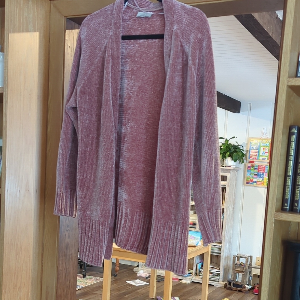 LOFT Mauve Open Front Cardigan